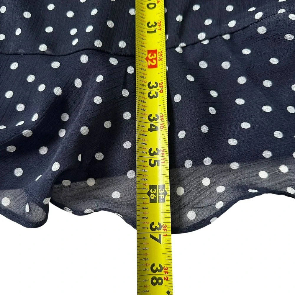 Tommy Hilfiger Blue Polkadots Lined Chiffon Blouson Dress Womens Size 14 | 74-23